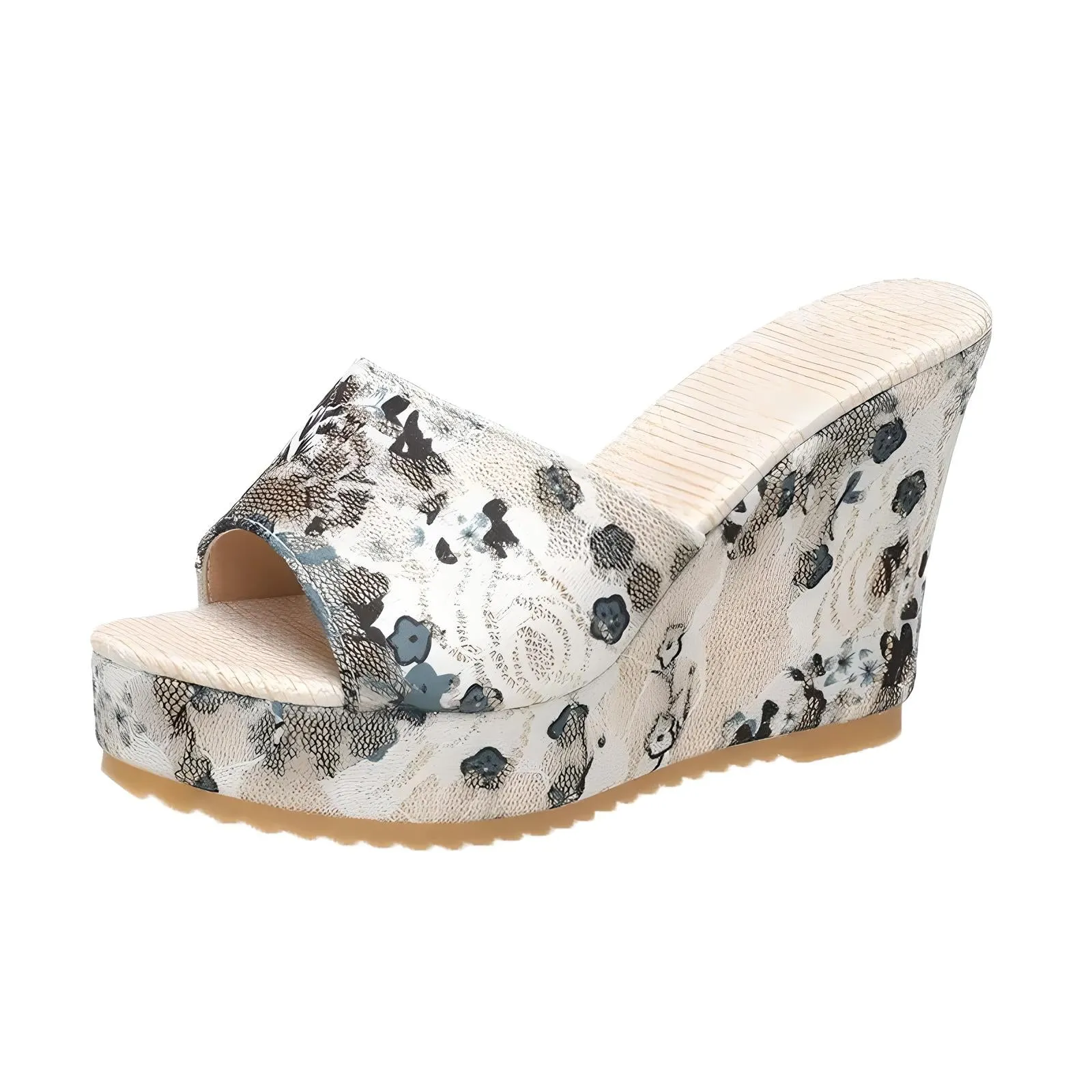 Merendy Decorato Open-Toe Wedge Heel Platform Shoes