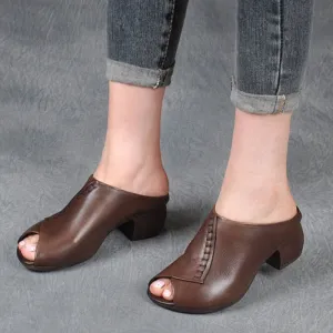 Purpdrank - Women Sandals 2023 Elegant Women Heels Sandals Medium Heel Zapatos Mujer Summer Sandals Women Mules Ladies Shoes Summer Footwear