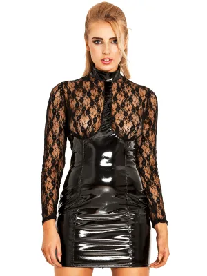 PVC Sexpress Lace Dress in Black