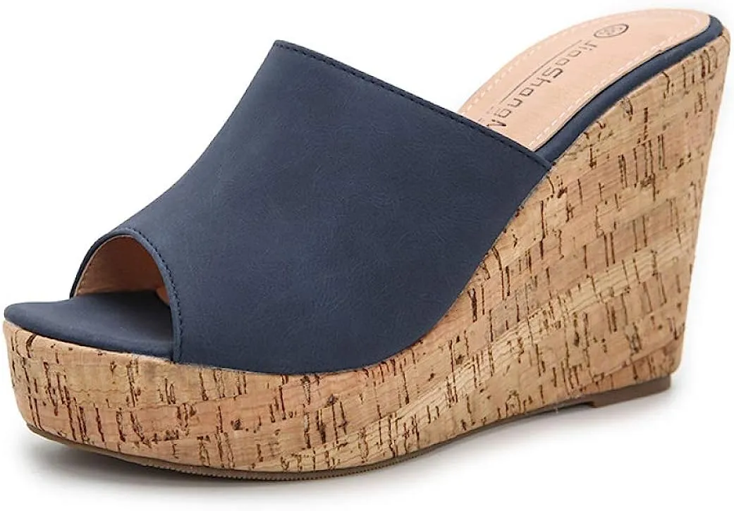 Soft Brown Cork Style Platform Wedge Sandals