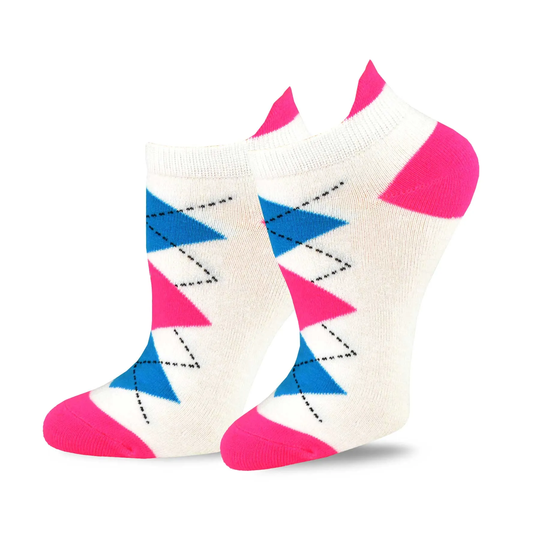 TeeHee Socks Women's Sports Acrylic No Show Argyle Stripe 6-Pack (11104)