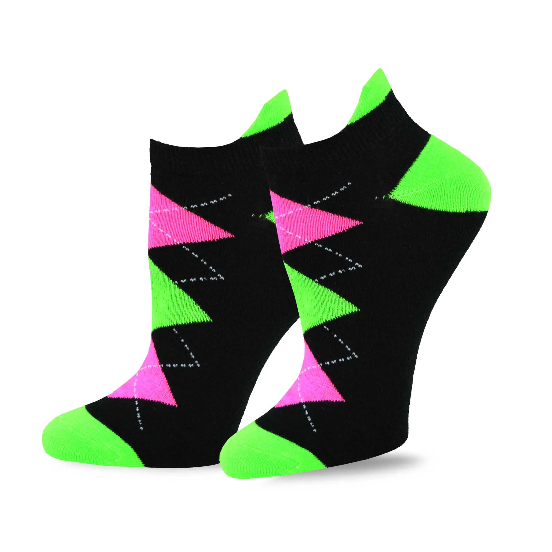 TeeHee Socks Women's Sports Acrylic No Show Argyle Stripe 6-Pack (11104)