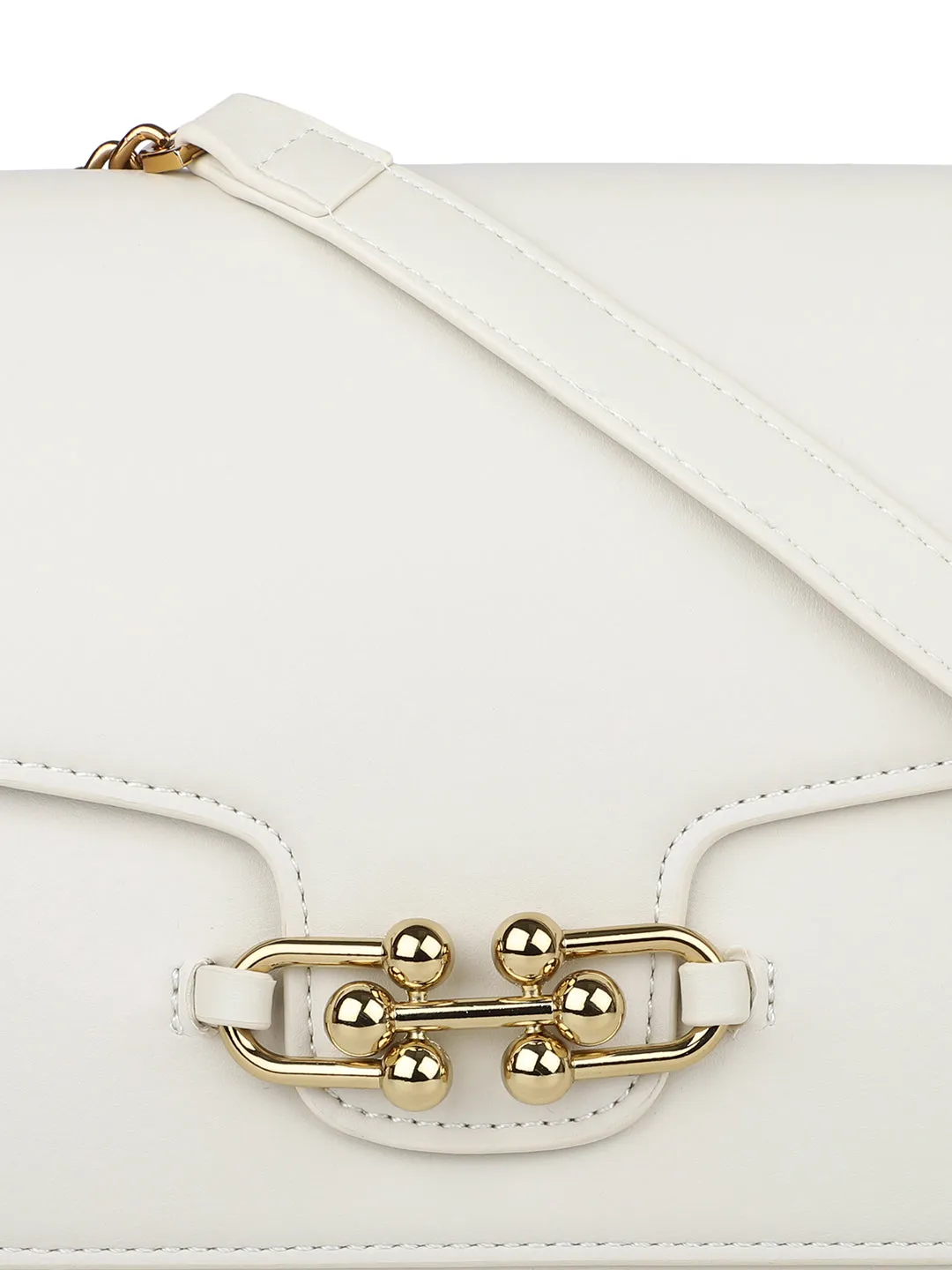 Women Off White Solid Shoulder Bag