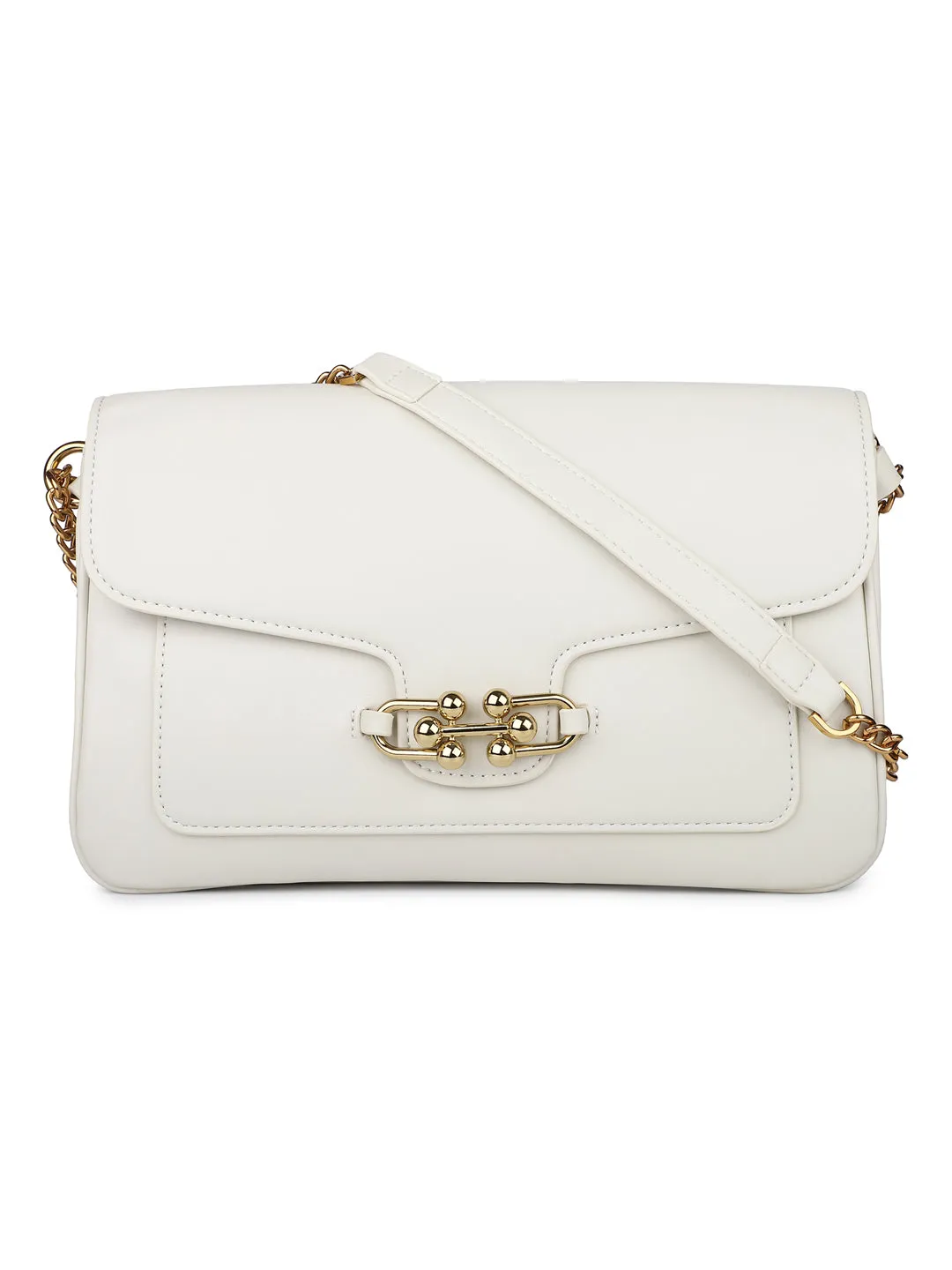 Women Off White Solid Shoulder Bag