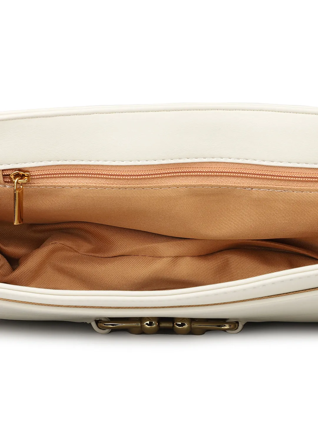 Women Off White Solid Shoulder Bag