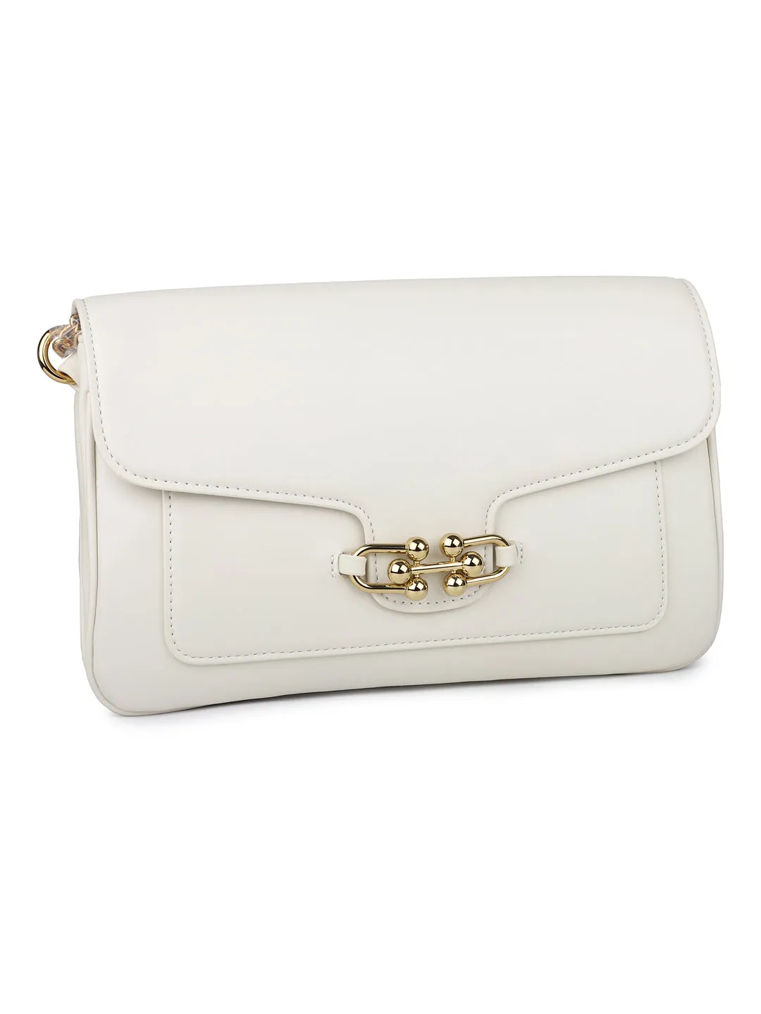 Women Off White Solid Shoulder Bag
