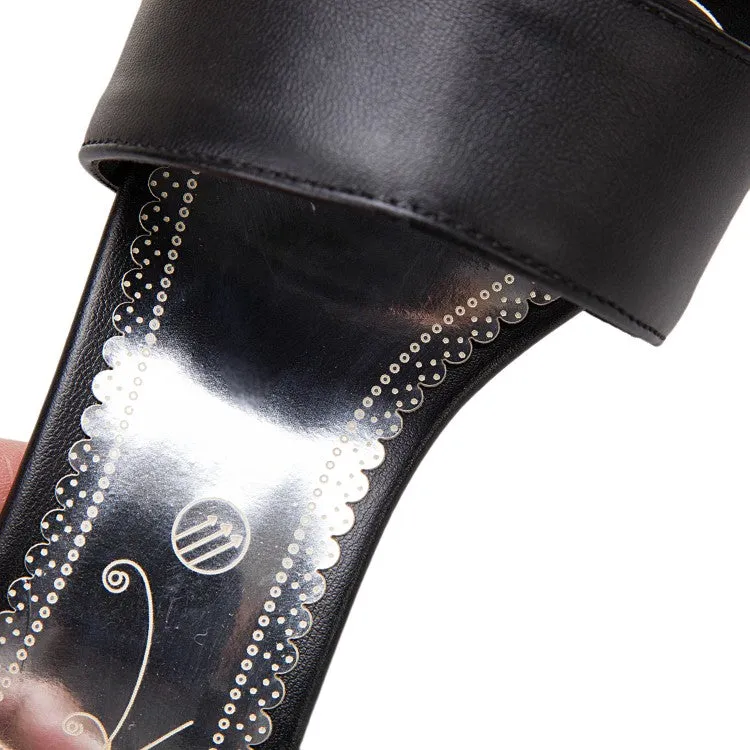 Women's Solid Color Double Ankle Strap Platform Chunky Heel Sandals