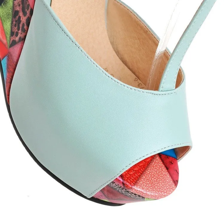 Women's T Strap Platform Wedges High Heel Sandals