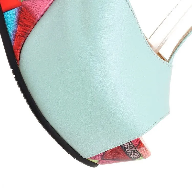 Women's T Strap Platform Wedges High Heel Sandals